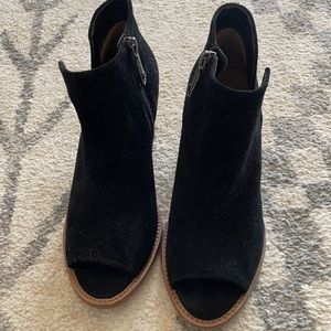 Blondo waterproof booties;open toed, 2.5 inch heel